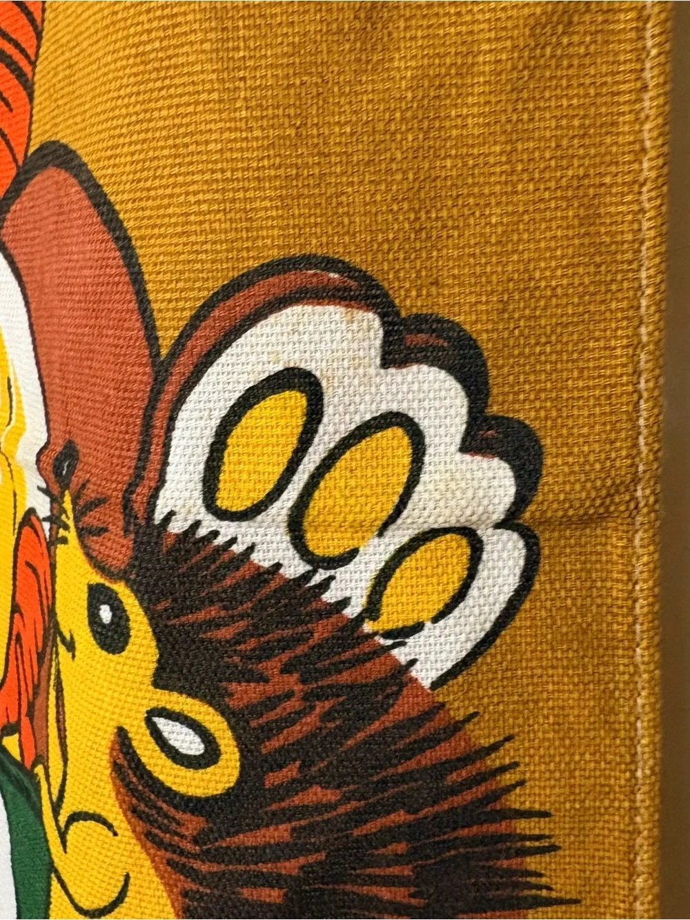 Vintage 70s Kitschy Rabbit Hedgehog Cotton Tea Towel